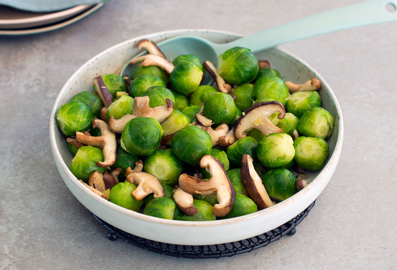 Veggipedia - Brussels sprouts with ginger and shiitakes