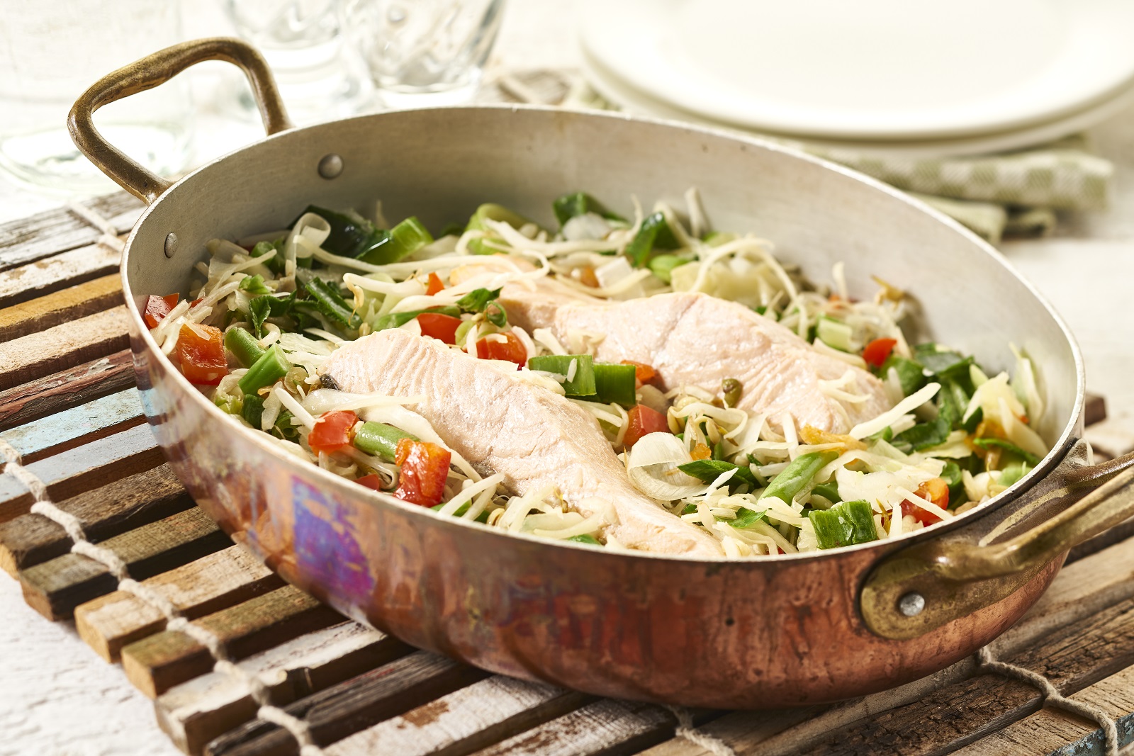 Veggipedia - Vegetables with braised salmon fillet