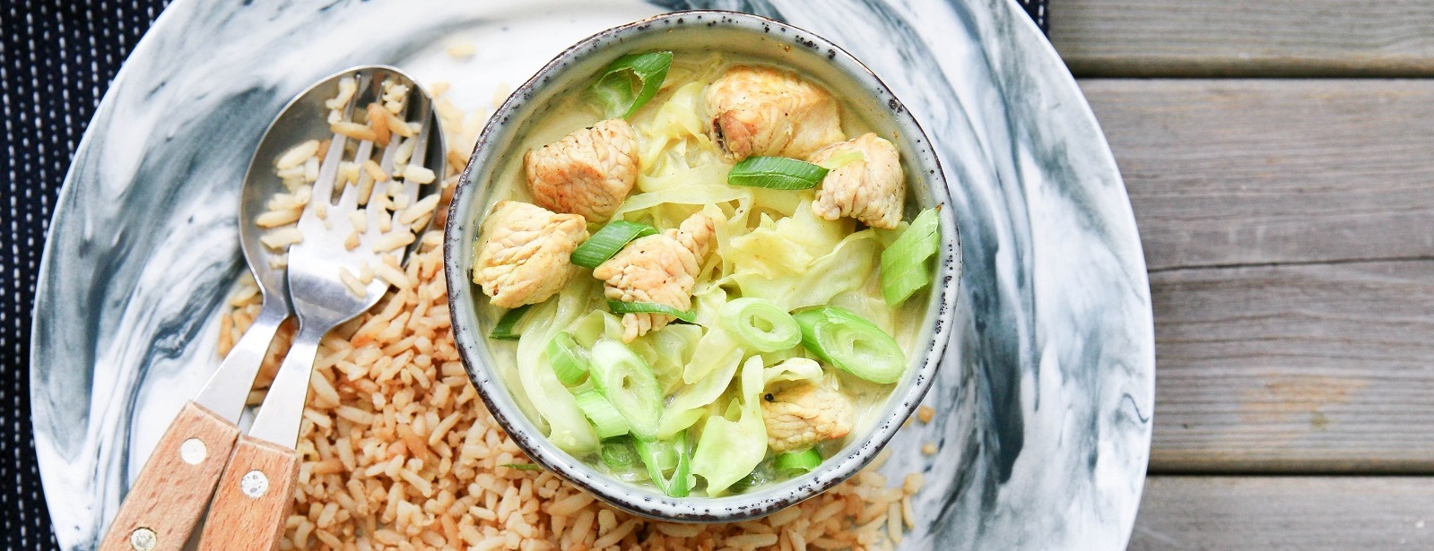 Veggipedia - Indian curry with white cabbage and turkey